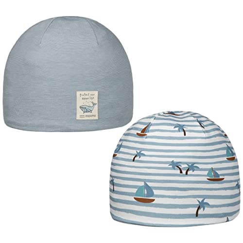 maximo GOTS Kids Wendemütze Beanie Kindermütze Baumwollmütze (51 cm - blau-grau) von maximo