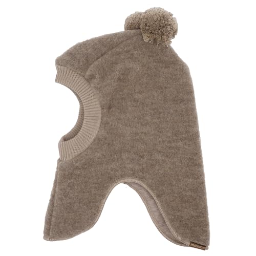 maximo GOTS MINI-Schlupfmütze Wollfleece, Pompons, Jerseyfutter Made in Germany Wollfleece von maximo