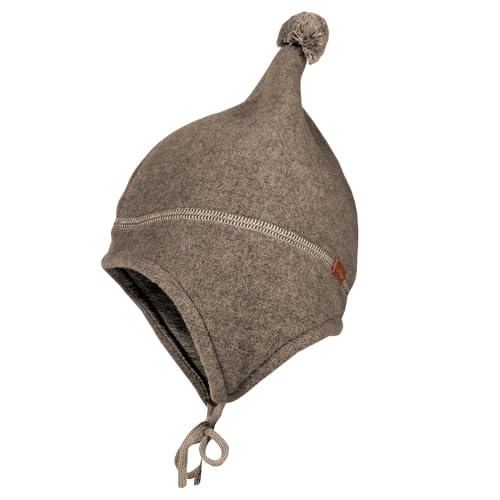 maximo GOTS MINI-Zipfelmütze, Pompon Wollfleece, Jerseyfutter, Band Made in Germany Wollfleece von maximo