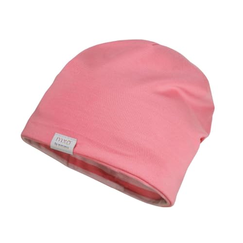 maximo GOTS Mini-Beanie Reversible Ringel/Uni, UV 50 Made in Germany Reversible 51 Camelia/Flamingo-zartrosa von maximo