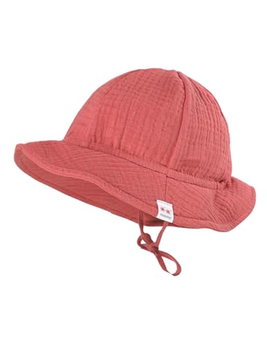 maximo GOTS Mini Girl-Hütchen Musselinstoff, Bindeband, Futter 53 Rust von maximo