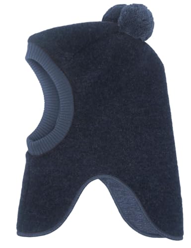 maximo GOTS MINI-Schlupfmütze,Pompons Wollfleece kbT, Futter Jersey KBA, Windstopper Made in Germany Wollfleece von maximo