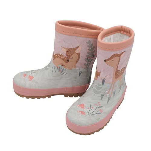 MaxiMo Babygummistiefel, Kindergummistiefel, Gummistiefel, Regenstiefel, für Jungen und Mädchen, Motiv kleines Reh, ash rose, Winterfutter (ash rose, EU Schuhgrößensystem, Kleinkind, Numerisch, M, 21) von maximo