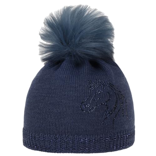 maximo Horse Kids Bommelmütze Kindermütze Wintermütze Beanie Kinderbeanie (47-49 cm - blau) von maximo