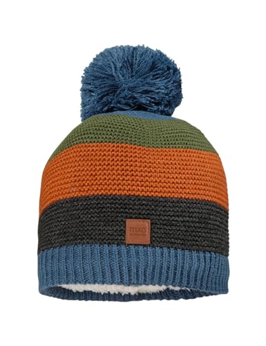 maximo Kids-Mütze, Streifen, Pompon Plüschfutter 49/-51 dunkeljeans/Multicolor von maximo