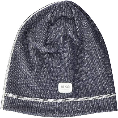 maximo Jungen 83500-017600, Beanie, Label, Ziernaht Mütze, Blau (Blau Grau Meliert/Wollweiß 6338), 55 von maximo