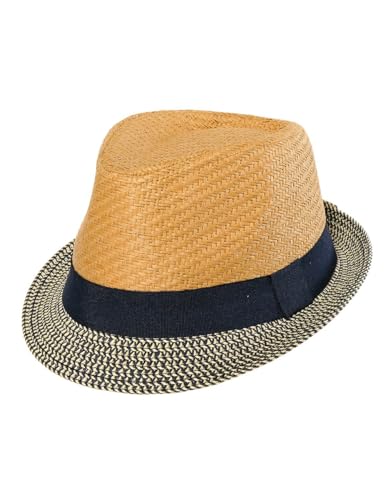 maximo Jungen Trilby Mütze, Stroh/Navy, (Herstellergröße: 51) von maximo