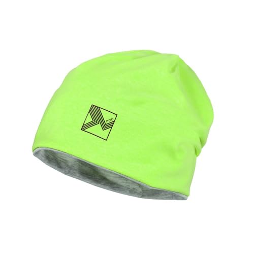 maximo Kids-Beanie, Reversible Neon-Jersey, Transfer-Deko Made in Germany Reversible 51 neongrün/Graumeliert von maximo