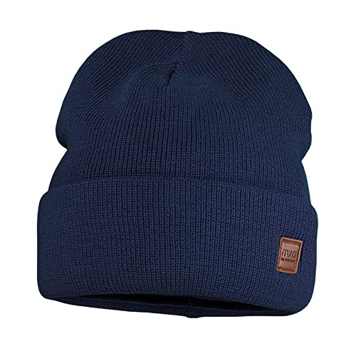 maximo Kids-Beanie, Umschlag Perlfang, Jerseyfutter Made in Germany 55 Navy von maximo