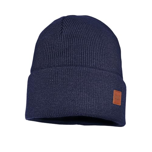 maximo Kids-Beanie, Umschlag Perlfang, Jerseyfutter Made in Germany 57 Navy von maximo