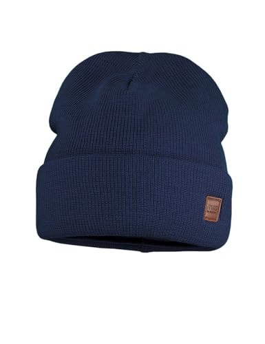 maximo Kids-Beanie, Umschlag Perlfang, Jerseyfutter Made in Germany 57 Navy von maximo