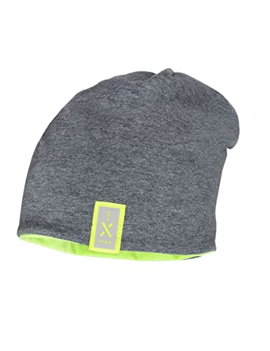 maximo Kids-Beanie Jungen, anthrazitmeliert/neogrün, Reversible Neon-Jersey, Reflect Label, Made in Germany (as3, Numeric, Numeric_51) von maximo