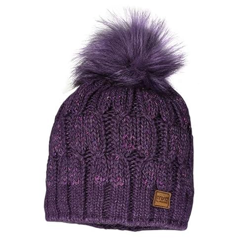 maximo Kids Girl-Mütze, Pompon Glitzer, Fleecestreifen Made in Europe 51/-53 aubergine von maximo