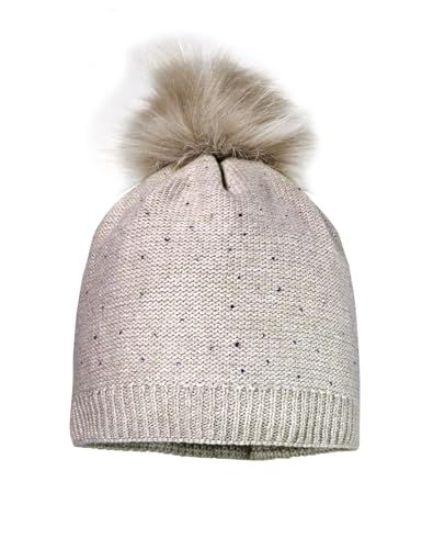 maximo Kids Girl-Mütze, Pompon Strass, Fleecestreifen Made in Europe von maximo