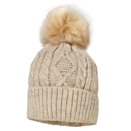 maximo Kids Girl-Mütze, Umschlag Kunstfellpompon, Vollfutter Made in Europe von maximo