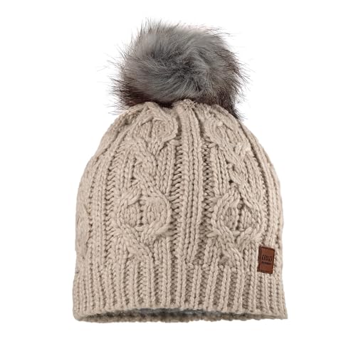 maximo Kids-Mütze, Zopfstruktur, Futter, Fake fur Pompon Made in Germany von maximo