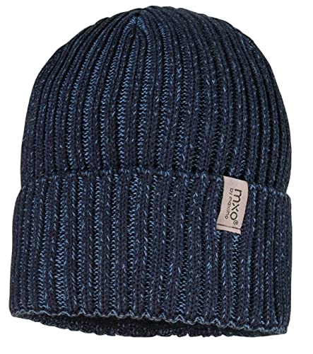 maximo Lässige Rippstrickmütze aus BW in Navy Melange mit Fleecerand innen 281000 (as3, Numeric, Numeric_55) von maximo