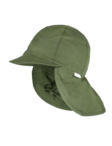 maximo Uni Mini Kindercap Baumwollcap Sonnencap Sommercap Nackenschutz Strandcap Kinder - mit Schirm Frühling-Sommer Sommer - 51 cm dunkeloliv von maximo