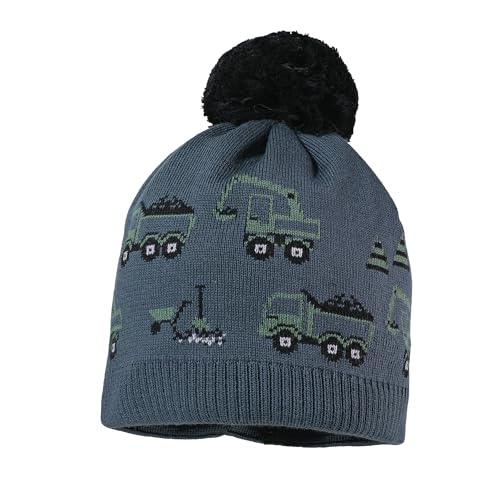 maximo MINI Boy-Mütze, Baufahrzeuge Pompon, Futter Made in Germany von maximo
