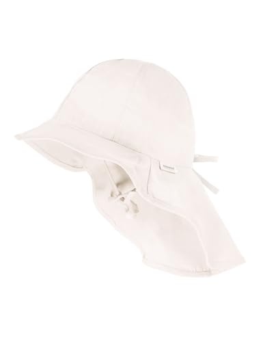 maximo Uni Cotton Girls Sonnenhut Sommerhut Mädchenhut Strandhut Kinderhut Stoffhut Baumwollhut Kinder - mit Kinnband Sommer Frühling-Sommer - 47 cm weiß von maximo