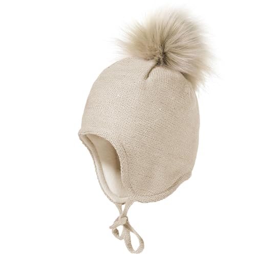 maximo MINI Girl-Inkamütze, Strass Kunstfellpompon, Vollfutter Made in Europe von maximo