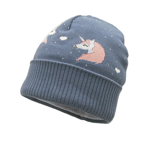 maximo MINI Girl-Mütze, Umschlag Jacquard Einhorn, Jerseyfutter Made in Germany von maximo