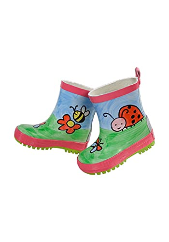 MaxiMo Mädchen Babygummistiefel, Kindergummistiefel, Naturgummi pink/grün, Motiv Käfer, Reflex 3M (numeric_20) von MaxiMo