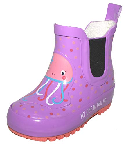 maximo Mädchen Gummistiefel, Babygummistiefel, Regenstiefel, Krokus, Motiv Qualle, Reflex 3M (numeric_23) von maximo