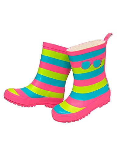 maximo Mädchen Gummistiefel, Kindergummistiefel, Streifen, Matt, Pink/Blau/Grün mit Motiv Sonnenbrille (28) von maximo