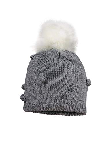 maximo Mädchen Kunstfellpompon Beanie-Mütze, mittelgraumeliert, 47/49 von maximo