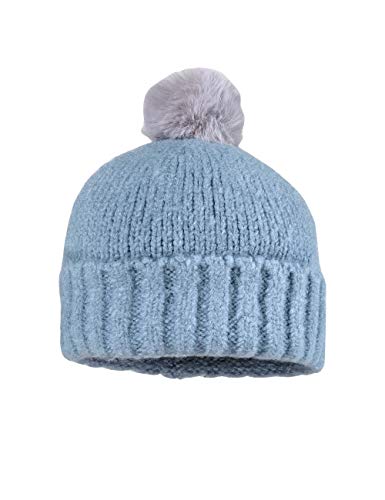 maximo Mädchen Umschlagmütze mit Kunstfellpompon Beanie-Mütze, Flintstone/möve, 51/53 von maximo