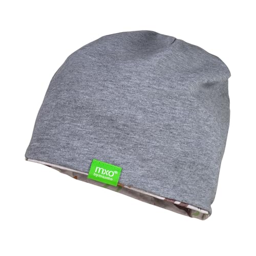 maximo Mini-Beanie, Reversible,Futter Uni/Druck, UV 50 Made in Germany Reversible 49 mittelgraumel./silbermel.-Dino von maximo