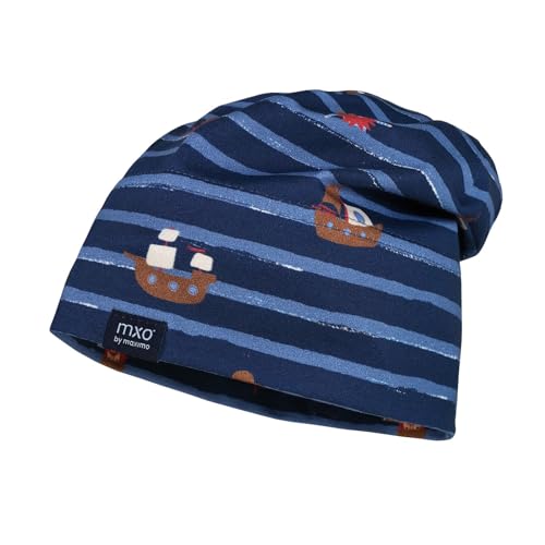 maximo Mini-Beanie, maritim, Jersey Bedruckt, UV 50 Made in Germany 53 Marine-Nougat-Piraten von maximo