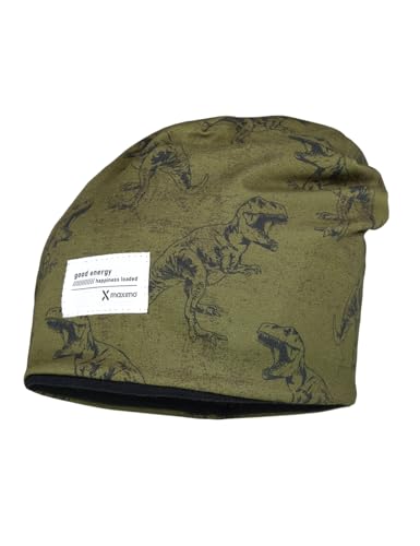 maximo Mini-Beanie bedruckter Jersey Futter Made in Germany 53 kaper-schwarz-Big Dino von maximo