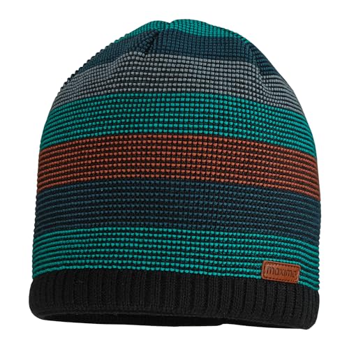 maximo Mini-Beanie für Jungen Herbst/Winter, mit Futter, randlos Blockringel, Made in Germany (DE/NL/SE/PL, Numerisch, 51, schwarz/Ozean Floor) von maximo