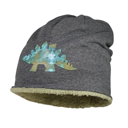 maximo Mini Boy-Beanie, Deko Dino Jersey Melange, Teddyfutter Made in Germany Baumwolljersey von maximo