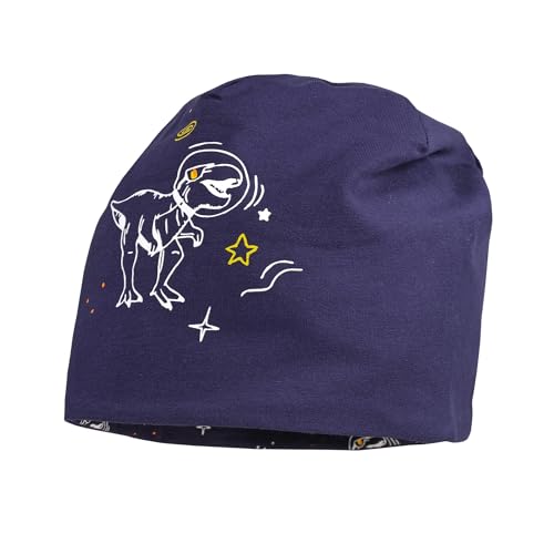 maximo Spacedinos Kindermütze Beanie Baumwollmütze Kinder - Made in Germany Herbst Sommer Frühjahr Winter Frühling-Sommer Herbst-Winter - 53-55 cm dunkelblau von maximo