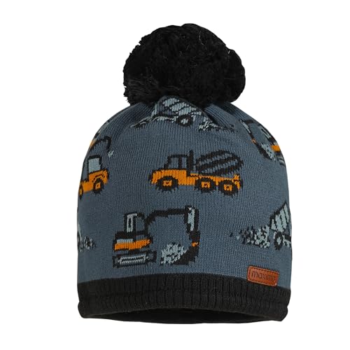 maximo MINI Boy-Mütze, Baufahrzeuge Pompon, Futter Made in Germany von maximo