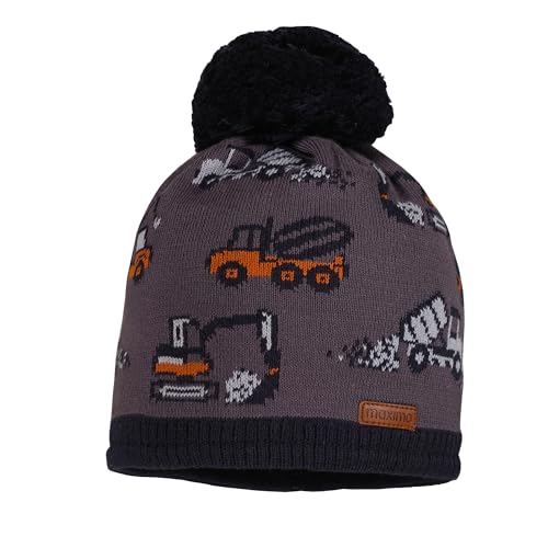 maximo Mini Boy-Mütze, Baufahrzeuge Pompon, Futter Made in Germany von maximo