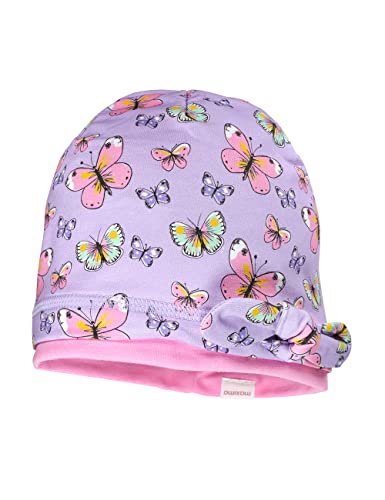 maximo Mini Girl-Beanie, Krokus-rosa mit Schmetterlingen und Schleifeendeko, Kontrastrand, Made in Germany (as3, Numeric, Numeric_51) von maximo