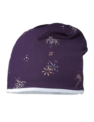 maximo Mini Girl-Beanie, Reversible Jersey Bedruckt, Fleece Made in Germany Reversible 53 hellgrau/Cosmos-Feuerwerk von maximo