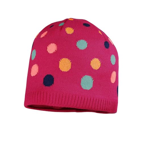 maximo Mini Girl-Beanie Jacquard Punkte, Jerseyfutter Made in Germany 51 Sangria von maximo