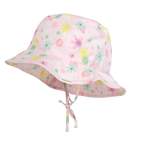 maximo Mini Girl-Hut, Bindeband Bedruckt, Futter, UV 50 Made in Germany 45 blütenrosa-dots-Flower von maximo