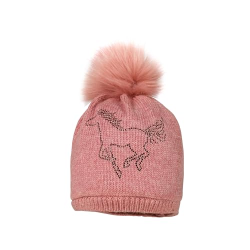 maximo Mini Girl-Mütze, Pferd Strass, Kunstfellpompon, Vollfutter von maximo