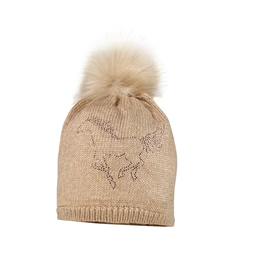 maximo Mini Girl-Mütze, Pferd Strass, Kunstfellpompon, Vollfutter maximo Mini Girl-Mütze, Pferd Strass, Kunstfellpompon, Vollfutter von maximo