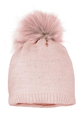 maximo Mini Girl-Mütze, Studs, Pompon Vollfutter Made in Europe 53 rosé von maximo