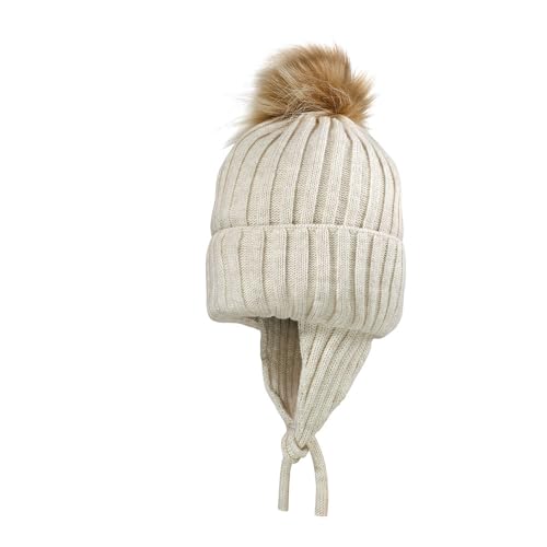 maximo Mini Girl-Mütze, Umschlag Pompon, Ohrklappen, Vollfutter Made in Europe von maximo