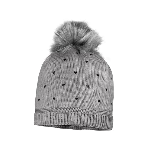 maximo Mini Girl-Mütze Heart, Pompon, mit Futter, Farbe Rauch-grau, Gr. 53 von maximo