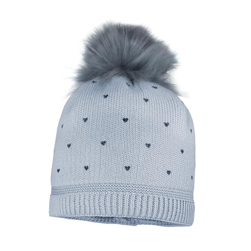 maximo Mini Girl-Mütze Heart,Pompon Futter Made in Europe 53 Blue Washed von maximo