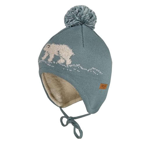 maximo Mini-Mütze, Jacquard Eisbär ausgenäht, Fellfutter Made in Germany von maximo